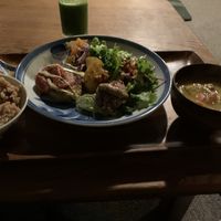 bean burger at Organic House Salute in Kyoto