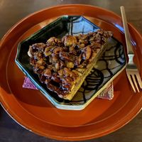 Caramel nut cake at Organic House Salute in Kyoto