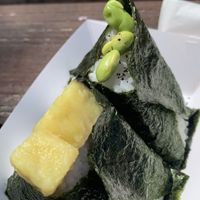 Sweet potato and Edamame omusubi  at Omusubi Bar Suzume in Toronto