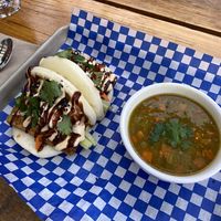 Bao bun with char Sui tofu and Moroccan lentil soup   at Bayview Brewing Company in Ladysmith