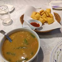 Fried Yellow Tofu + Yellow Pea and Vegetable CurrY at Mingalaba - ミンガラバー in Tokyo