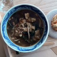Curry Udon w Tempura   at Vegan Soba Tokyo Ayler in Tokyo
