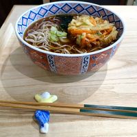 Soba with tempura   at Vegan Soba Tokyo Ayler in Tokyo