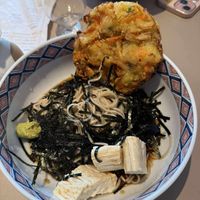 Yuba and tempura cold soba   at Vegan Soba Tokyo Ayler in Tokyo