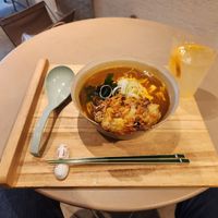 Vegan curry egg soba at Vegan Soba Tokyo Ayler in Tokyo