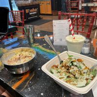Dahi Papdi Chaat,  Chik’n Tikka Bowl with brown rice / quinoa, Mango milkshake 🧡  at Bombay Food Junkies in St Louis