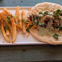 Vegan Chik'n Tikka Naan Wrap with Masala Fries #Veganuary at Bombay Food Junkies in St Louis