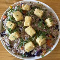 vegetable fried rice + crispy tofu!  at Bombay Food Junkies in St Louis