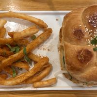 green veggie burger!  at Bombay Food Junkies in St Louis