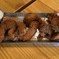 beer battered oyster mushrooms!  at Bombay Food Junkies in St Louis