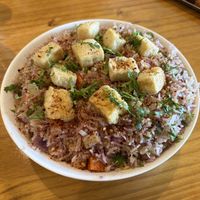 vegetable fried rice + crispy tofu!  at Bombay Food Junkies in St Louis