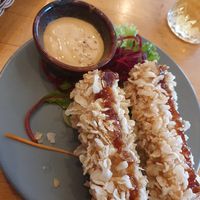 Fried tofu sticks with sauce at Dream Vegan in Berlin