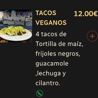 Vegan tacos missing from vegan section at A Catriña  in A Coruna