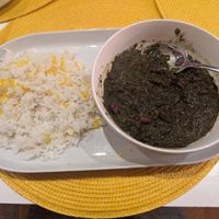 basmati with vegan stew. It tasted great, the look doesn't make justice. at Aryan's Pizzeria  in Galway