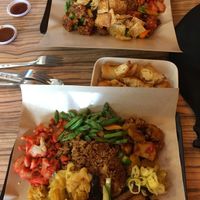 Rice and 5 dishes at Yuan Vegetarian Bistro in East Singapore