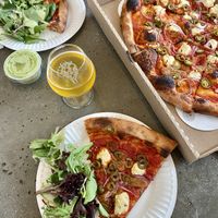 Pizza with tofu ricotta & beer from holy mountain next door   at Dantini Pizza in Seattle