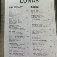 Menu  at Lunas in Petersham