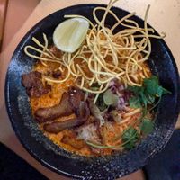 Mock duck (not real duck!!) noodle soup - Khao Soi Ped Krob at First Draft Bar & Kitchen  in Norwich