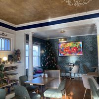 Cute Holiday Decor - Interior. Cozy.  at The Queen Bean Coffee & Social House in Modesto