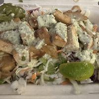 Taco salad with tofu - ask for it vegan style  at Marination - Harbor Ave in Seattle