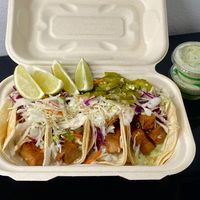 sexy tofu tacos + limes + extra holla sauce (takeout) at Marination - Columbia City  in Seattle