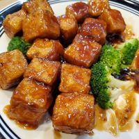 General Tso's Tofu (Not full portion shown, wife started eating before the pic) at Little Panda in Elgin