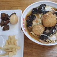 Side dish, and noodle dish with tofu. at Longhua Temple in Shanghai
