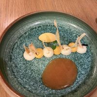 Mousses and icecream from different berries and "honey"  at Brasserie Côté Cour in Bourglinster