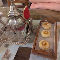 Moroccan mint tea and vegan almond sweets at El Kasbah in 