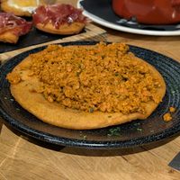 vegan torto w/ soy mince at Alterna Sidreria Oviedo — Rosal in Oviedo