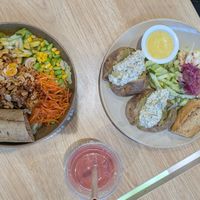 Tofu in the noodle bowl was fantastically marinated - was so chewy and lovely. The "cream filling" in the potatoes, albeit decent, felt a bit too light. Good portion size. at Picnic Rovaniemi  in Rovaniemi