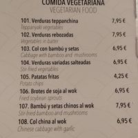 Vegetarian food. *Verduras rebozadas llevan huevo* at Restaurant Gran Muralla in Calafell