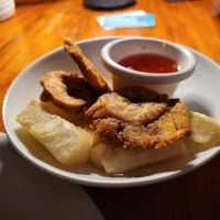 Side of fried platan and casave at Sunset - Chogogo in Kralendijk