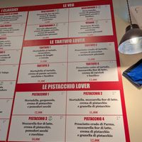 vegan and vegetarian section in the menu at All'antico Vinaio in Milan