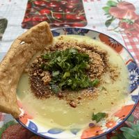 Yellow spilt pea porridge -must try😍  at Sarima Yellow Bean Noodle ซารีมะห์ ร้านข้าวฟืนถั่วเชียงใหม่ in Chiang Mai