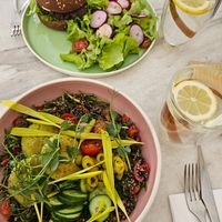 Falafel bowl and burger at HOPE in Baku