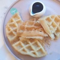 Waffle with maple syrup at Heavenly Desserts in Dundee