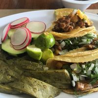 Tacos al pastor, nopales at La Flor De La Vida in Tijuana