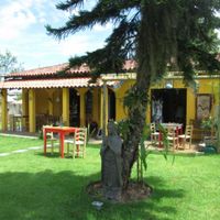 Outdoor seating at Aldeia Indigo in Florianopolis
