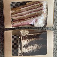 Mocha cake and torta de hojas  at Mi almaZen Ccp in Concepcion