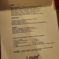 Menu at Linde in Buehl