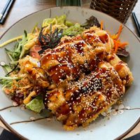 Sushi bowl Tofu tempura #Veganuary at Brews N Bowls in Koblenz