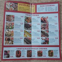 the menu at Ariyana in Peterborough