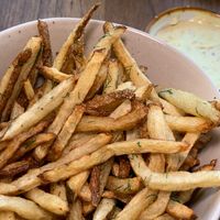 Sour Beer Fries: Shoestring Kennebec Potatoes, Fresh Herbs, Sour Beer Vinegar, Danish-Style Remoulade at The Sovengard in Grand Rapids