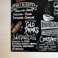 The menu includes a "vegan sandwich." at Filo & Sons Bakery in Badalona