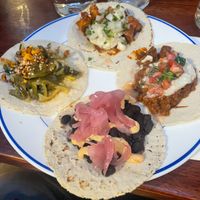 frijoles: bland and one note spice
seitan lamb asado: very good
papas bravas: bland and under cooked potato
poblano calabacitas: average  at Taquito in Carlton