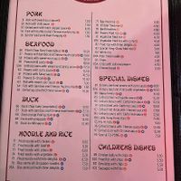 Menu 2  at Restaurant Chino International in Lanzarote