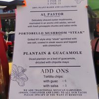 Menu on their stall Saturday 14th June 2025 at Tacos Caseros in South West London