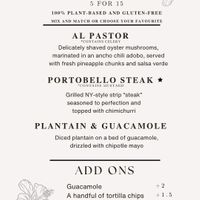 Menu on their Instagram March 2025 at Tacos Caseros in South West London