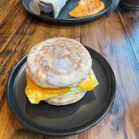 Eggpresso and bao burrito   at AM Cafe in Vancouver